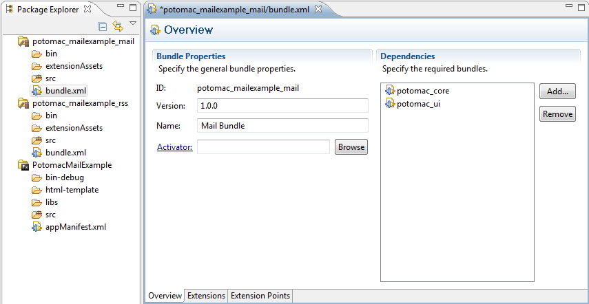 Potomac Bundle XML Editor
